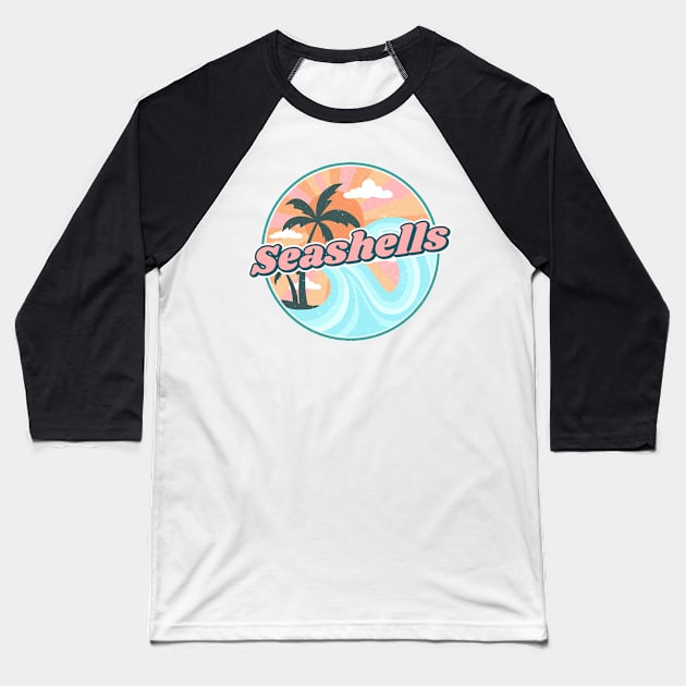 Seashells beach and palm trees Baseball T-Shirt by tottlekopp